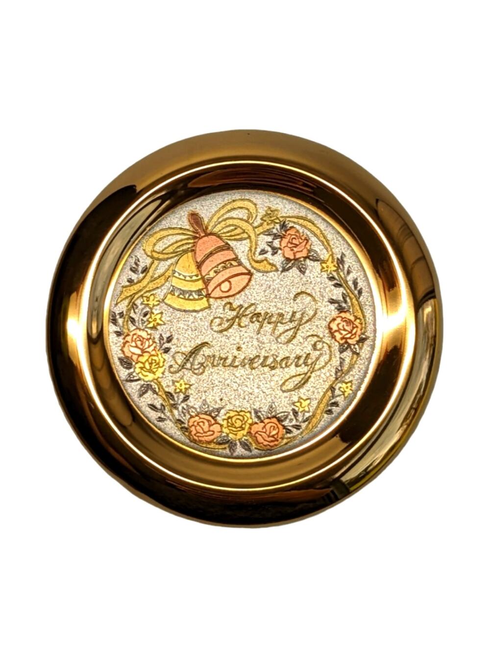Chokin Art Happy Anniversary trinket box vintage 1970s